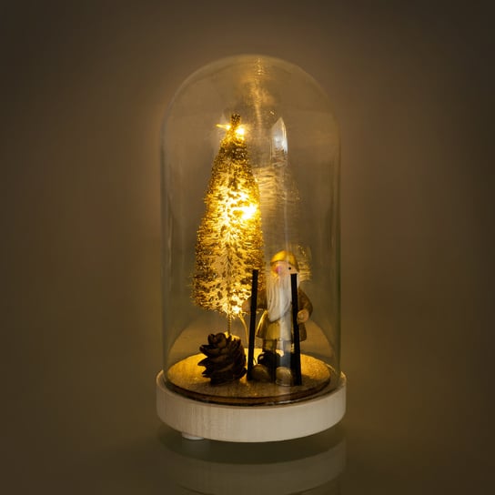 Świąteczna lampka z drewnianą dekoracją - drzewka, 3 LED FAST