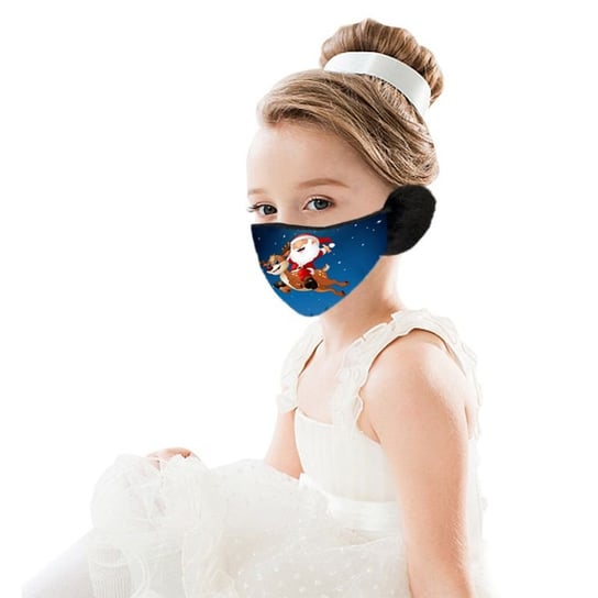 Świąteczna maska / maseczka na twarz dla dzieci z nausznikami – Mikołaj HEDO