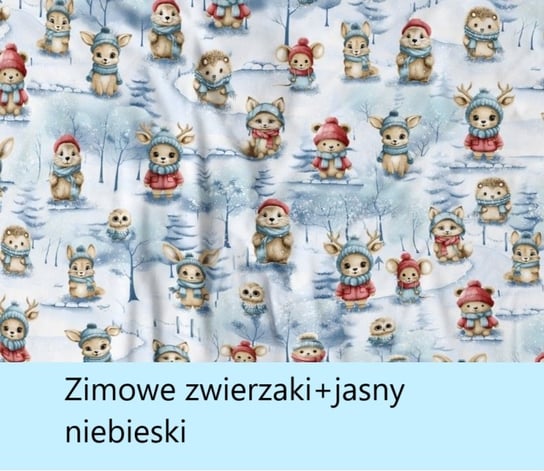 Świąteczna Pościel Do Łóżeczka 135x100 zimowe zwierzaki+ jasny niebieski FRO-TEX