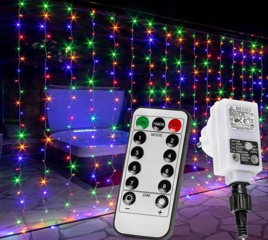 Świąteczna świetlna kurtyna - 6 x 3 m, 600 LED, kolorowy VOLTRONIC