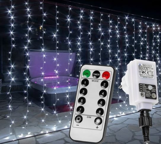Świąteczna świetlna kurtyna - 6 x 3 m, 600 LED, zimna biel VOLTRONIC