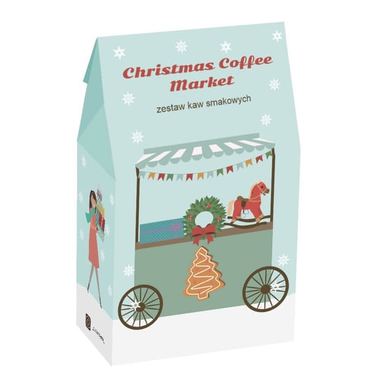 Świąteczna torebka CHRISTMAS COFFEE MARKET. Zestaw kaw w róznych smakach 10x10g - doskonały prezent upominek na mikołaja lub gwiazdkę Cup&You