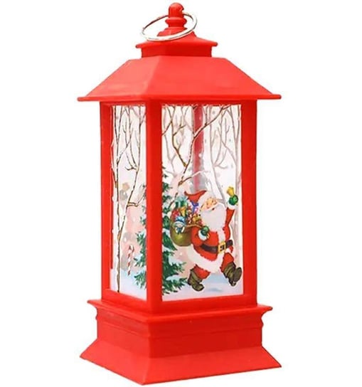 Świąteczny LAMPION LED Bożonarodzeniowy 19,5x7,8cm czerwony DA45 Aptel