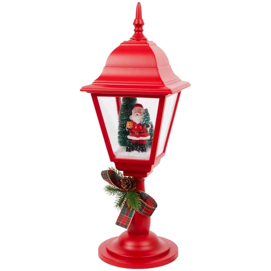 Świąteczny Lampion Led Czerwony 46Cm Z Mikołajem Ozdoba Na Boże Narodzenie ZDTRADING