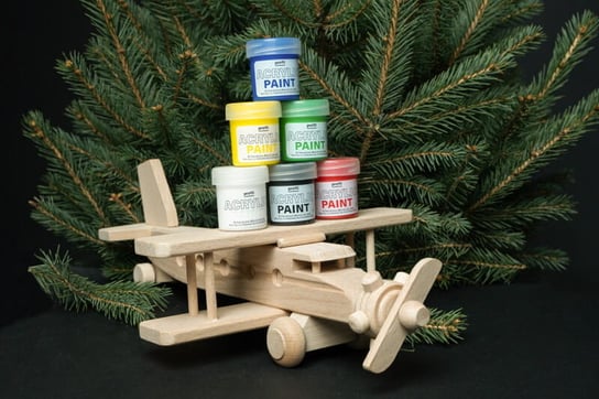Świąteczny zestaw DIY pomysł na prezent malowanie ręczne: drewniany samolot + 6 farb Profil PAINT-IT