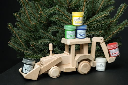 Świąteczny zestaw DIY z farbami rozwijająca zabawka: drewniana koparka + 6 farb Profil PAINT-IT