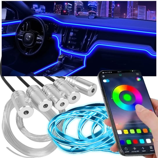 ŚWIATŁOWÓD do samochodu auta oświetlenie kabiny LISTWA 6m RGB + APLIKACJA CLL-6 LOGIT