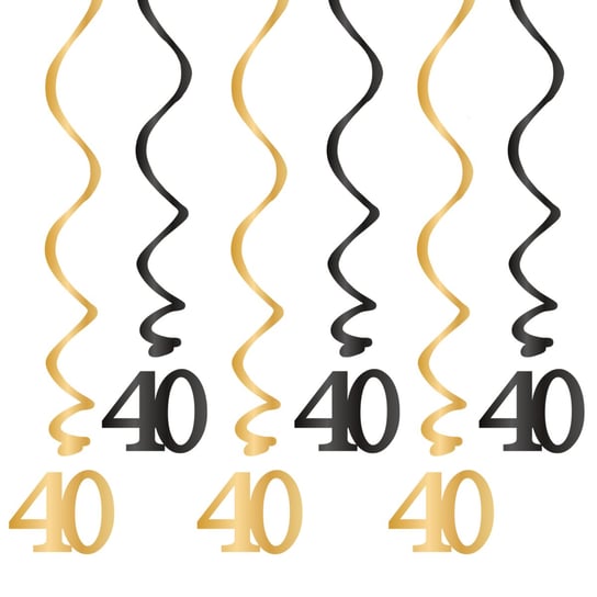 Świderki okrągłe czarno złote, 40 urodziny PartyPal