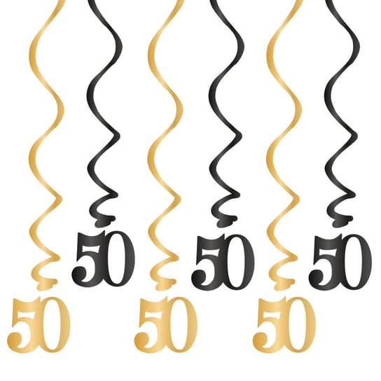 Świderki okrągłe czarno złote, 50 urodziny PartyPal