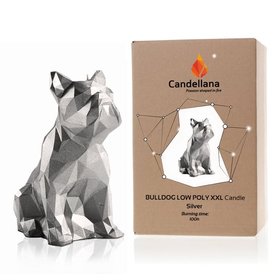 Świeca Candellana Bulldog Low Poly XXL Śilver Candellana