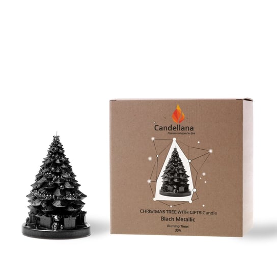 Świeca Candellana Christmas Tree with Gifts Black Metallic Candellana