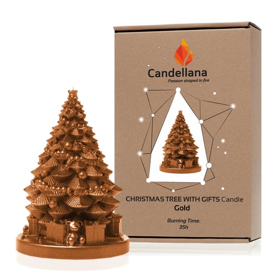 Świeca Candellana Christmas Tree with Gifts Gold Candellana