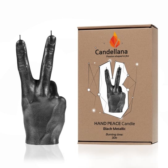 Świeca Candellana Hand PEACE Universal, Black Metallic Candellana