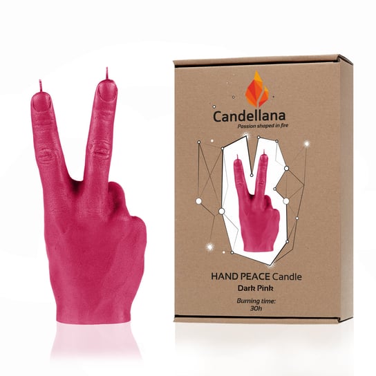 Świeca Candellana Hand PEACE Universal, Dark Pink Candellana