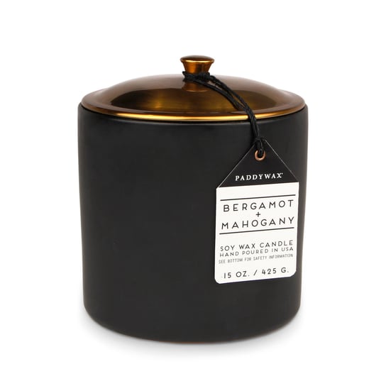 Świeca Ceramiczna 3-Knotowa 'Hygge' Czarna - Bergamotka + Mahoń 425G | Paddywax Inna marka