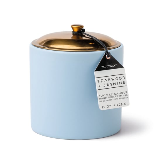 Świeca Ceramiczna 3-Knotowa 'Hygge' Niebieska - Teak + Jaśmin 425G | Paddywax Inna marka