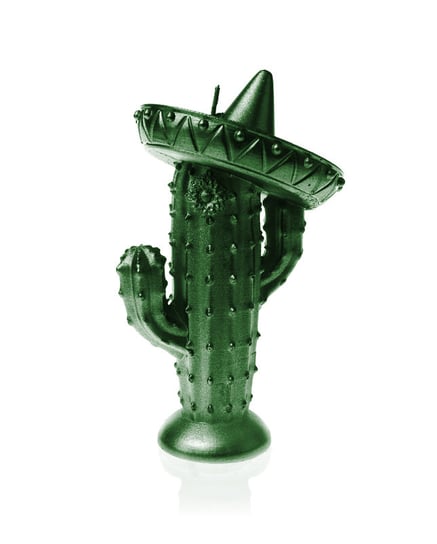 Świeca Kaktus z sombrero, Candellana, zielony, wys 18 cm Candellana