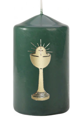Świeca komunijna świeczka pieńkowa butelkowa zieleń walec Hostia Kilich IHS Inna marka