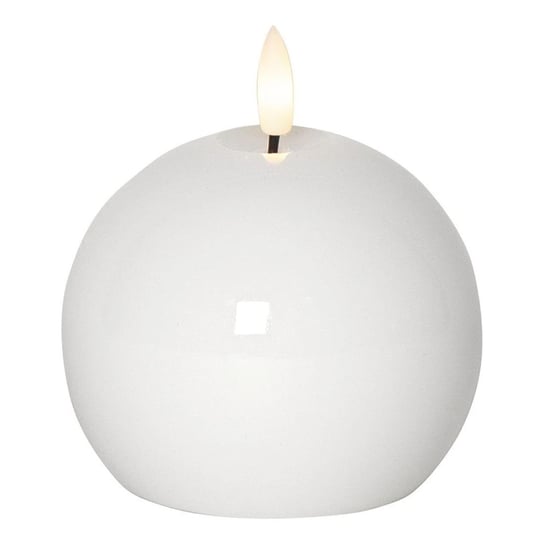 Świeca LED woskowa okrągła FLAMME SHINE biała połysk 11,00 cm STAR TRADING