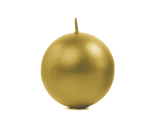 Świeca metalizowana Kula, złoty, 6 cm, 10 sztuk PartyDeco