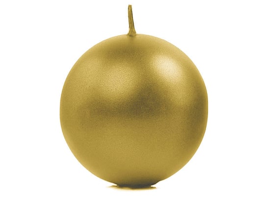 Świeca metalizowana Kula, złoty, 8 cm, 6 sztuk PartyDeco