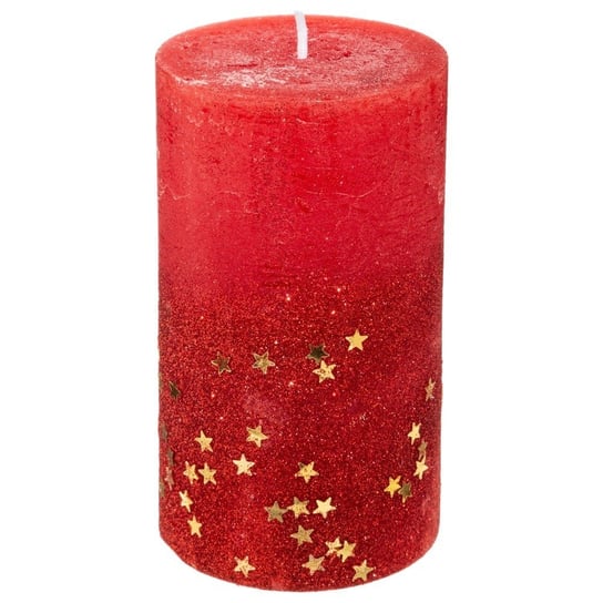 Świeca okrągła w gwiazdki FÉÉRIC LIGHTS AND CHRISTMAS, czerwona, rozmiar L, 12 cm Fééric Lights and Christmas