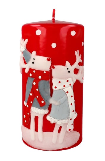 Świeca ozdobna ARTMAN Boże Narodzenie Renifery, czerwona, 10x7 cm Artman