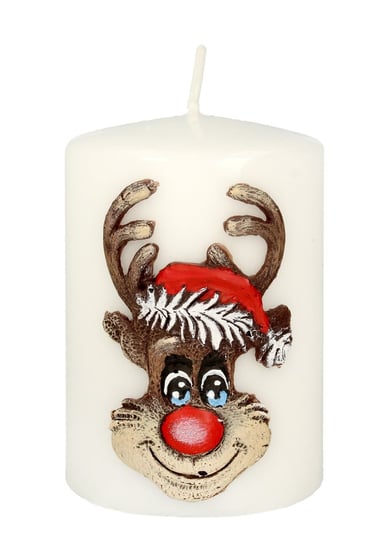 Świeca ozdobna ARTMAN Boże Narodzenie Rudolf, biała, 10x7 cm Artman