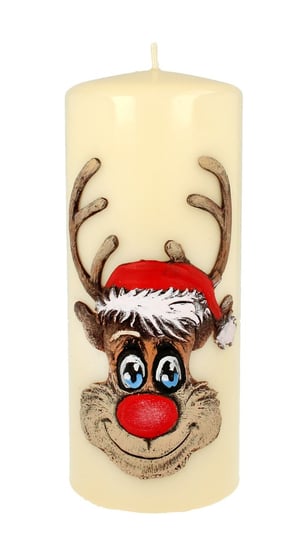 Świeca ozdobna ARTMAN Boże Narodzenie Rudolf, kremowa, 18x7 cm Artman