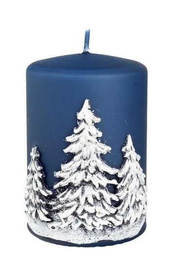 Świeca ozdobna ARTMAN Boże Narodzenie Zimowe drzewka, granatowa, 10x7 cm Artman