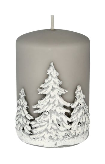 Świeca ozdobna ARTMAN Zimowe Drzewka, szara, 10x7 cm Artman