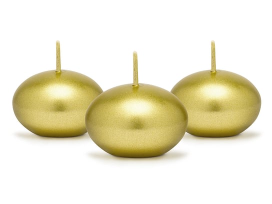 Świeca pływająca metalizowana, złoty, 4 cm, 50 sztuk PartyDeco