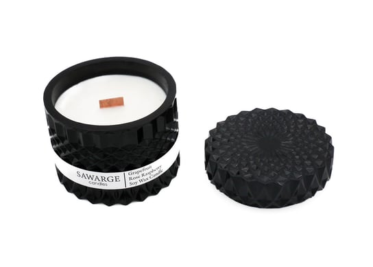 świeca sojowa Black Stone 180g grapefruit malina róża/Sawarge Candles SAWARGE Candles