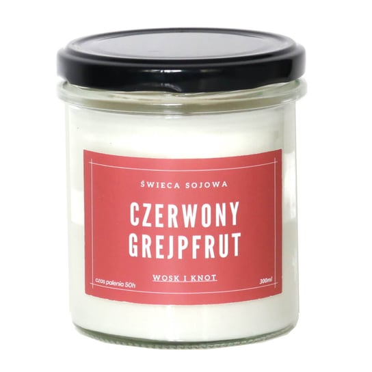 Świeca sojowa CZERWONY GREJPFRUT - aromatyczna ręcznie robiona naturalna świeca zapachowa w słoiczku 300ml Cup&You