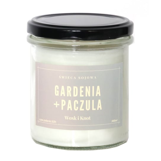 Świeca Sojowa  Gardenia + Paczula - Aromatyczna Ręcznie Robiona Naturalna Świeca Zapachowa W Słoiczku 300Ml Cup&You