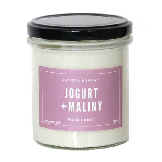 Świeca sojowa JOGURT + MALINA - aromatyczna ręcznie robiona naturalna świeca zapachowa w słoiczku 300ml Cup&You