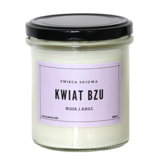 Świeca sojowa KWIAT BZU - aromatyczna ręcznie robiona naturalna świeca zapachowa w słoiczku 300ml Cup&You