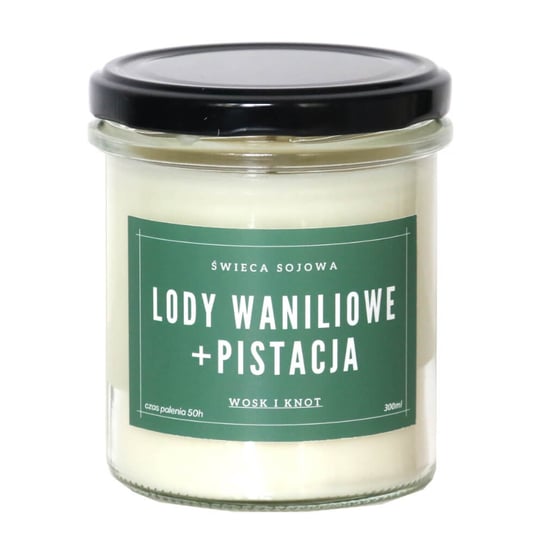 Świeca sojowa  LODY WANILIOWE + PISTACJA - aromatyczna ręcznie robiona naturalna świeca zapachowa w słoiczku 300ml Cup&You