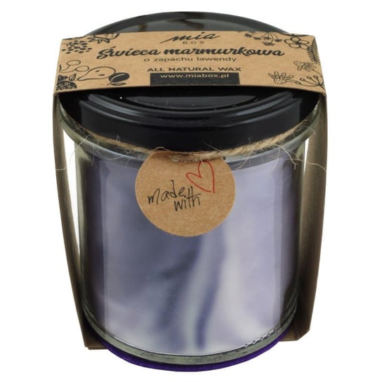 Świeca sojowa marmurkowa o zapachu Lawendy, MIA BOX, 240g E-commerce