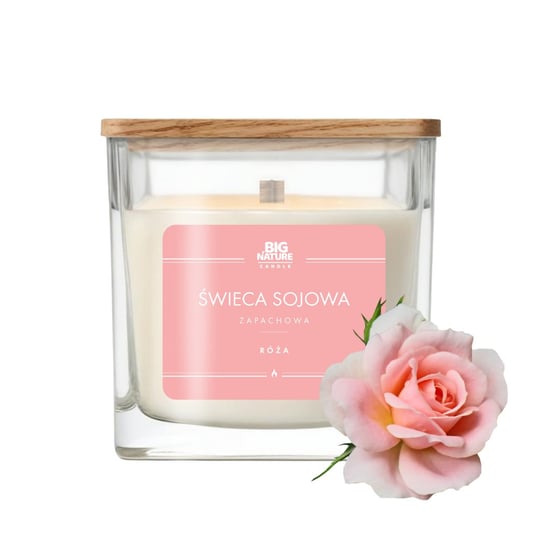 Świeca sojowa o zapachu RÓŻA 450g - BIG NATURE CANDLE Big Nature