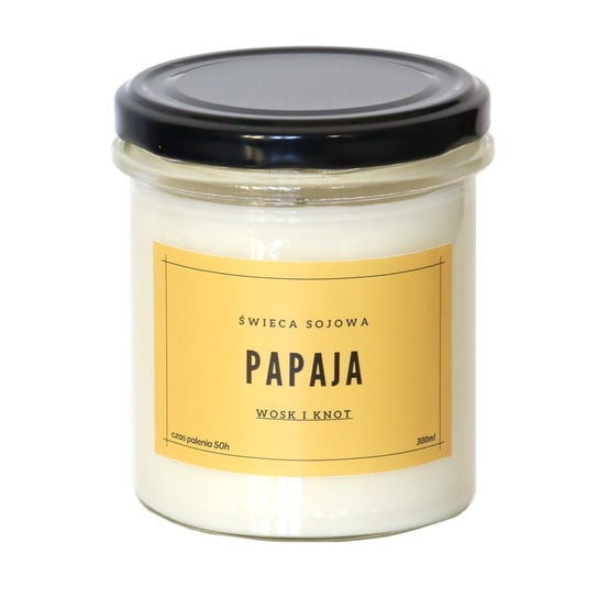 Świeca sojowa PAPAJA - aromatyczna ręcznie robiona naturalna świeca zapachowa w słoiczku 300ml Cup&You