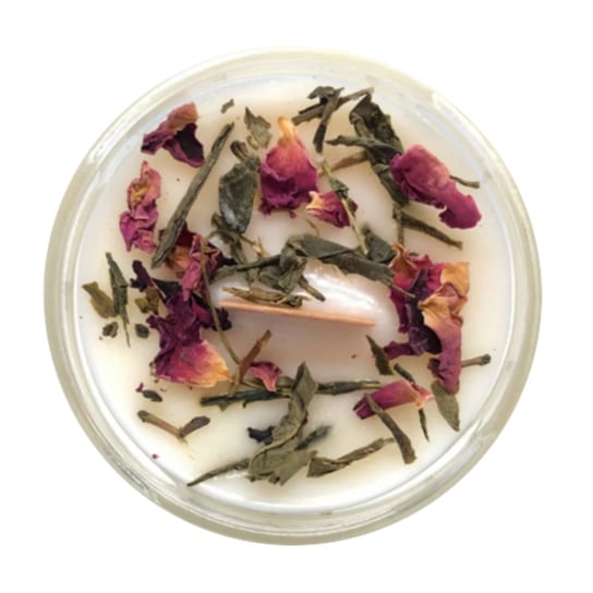 Świeca sojowa w słoiku zapach Zielona Herbata 100% naturalny wosk sojowy, HANDMADE, zdobiona ręcznie, 36 godz/ Legalne Ziółka Legalne Ziółka