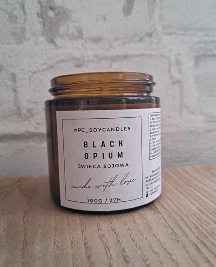 Świeca Sojowa Zapachowa Black Opium 120ml 27h Drewniany knot PC_soycandles