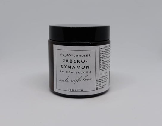 Świeca Sojowa Zapachowa Jabłko-cynamon 120ml 27h Drewniany Knot PC_soycandles
