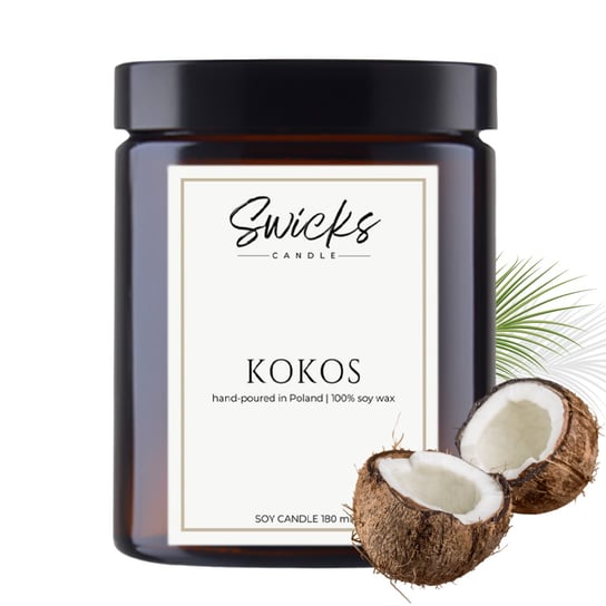Świeca sojowa zapachowa KOKOS 180 ml Swicks