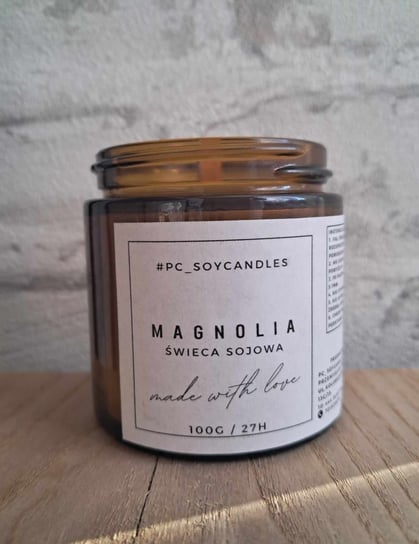 Świeca Sojowa Zapachowa Magnolia 120ml 27h Drewniany knot PC_soycandles