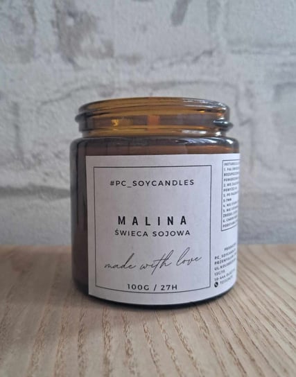 Świeca Sojowa Zapachowa Malina 120ml 27h Drewniany Knot PC_soycandles