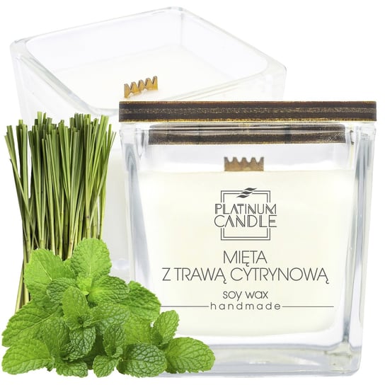 Świeca sojowa zapachowa MIĘTA Z TRAWĄ CYTRYNOWĄ 90g Platinum Candle