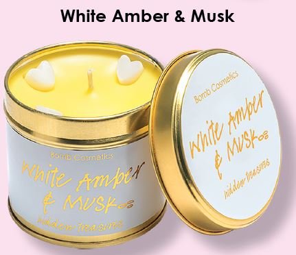 Świeca w puszce White Amber & Musk Tin Candle 180g Bomb Cosmetics