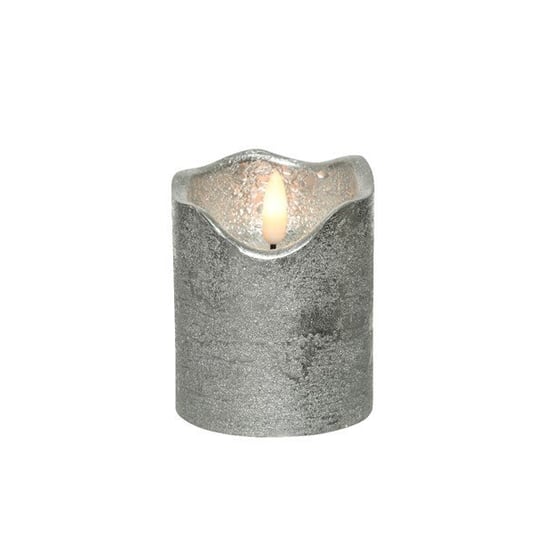 Świeca woskowa srebrna ledowa elektryczna na baterie 7x9cm Kaemingk